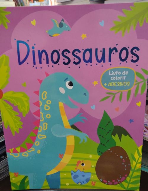 Dinossauros - Livro de Colorir Com Adesivos